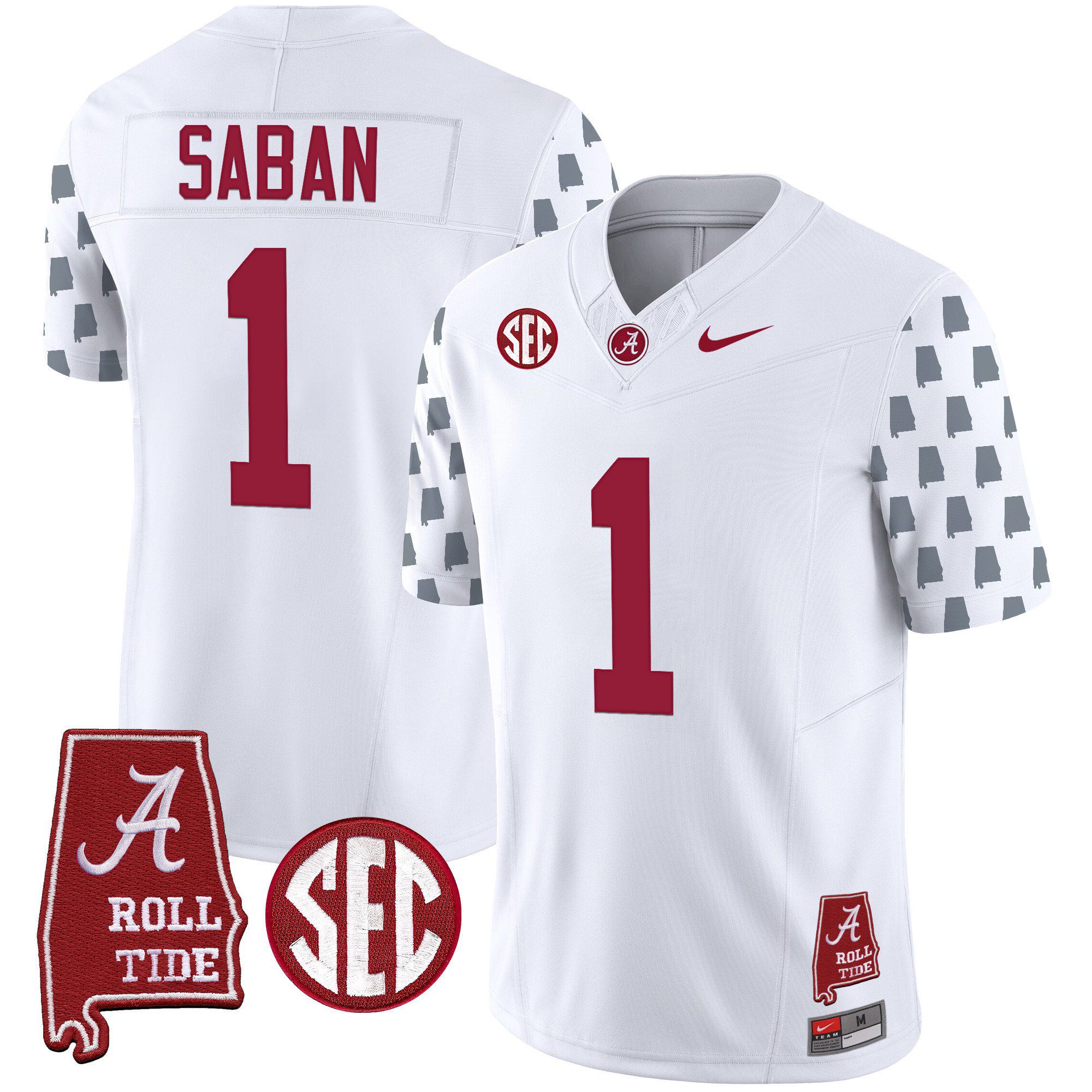 Men Alabama Crimson Tide #1 Saban White Vapor Limited 2024 Nike NCAA Jersey->indianapolis colts->NFL Jersey